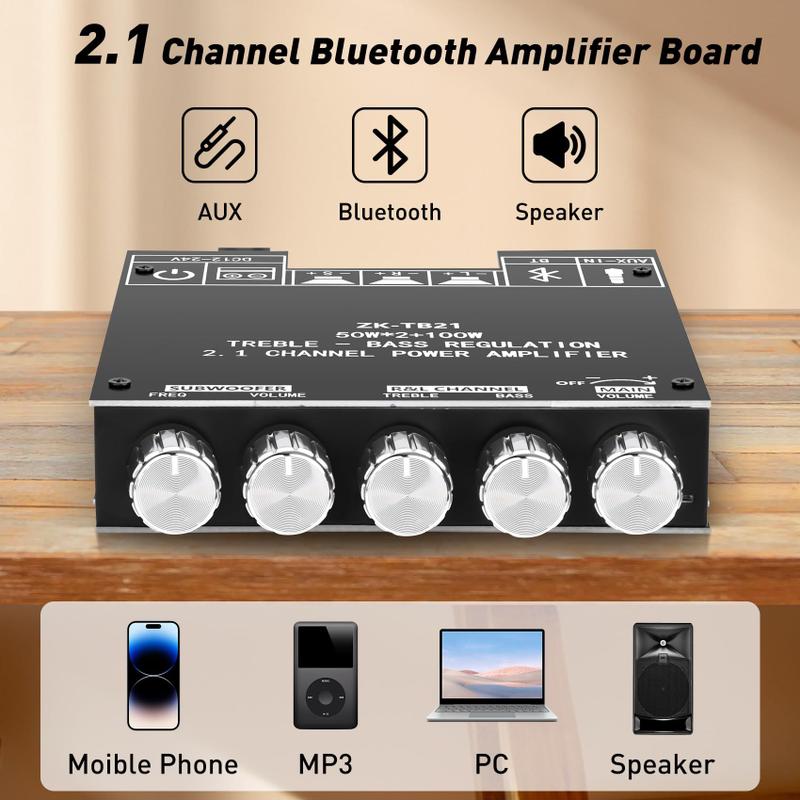 Placa amplificadora Bluetooth Daakro ZK-TB21 2.1 Ch 50W+50W+100W